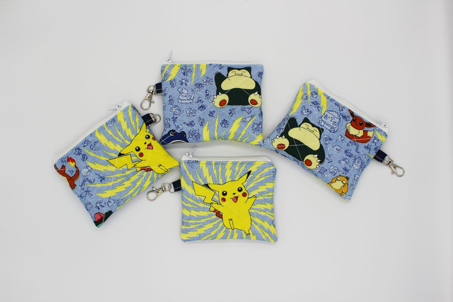Quilted Coin Pouch/Keychain Wallet for Pokemon Fans