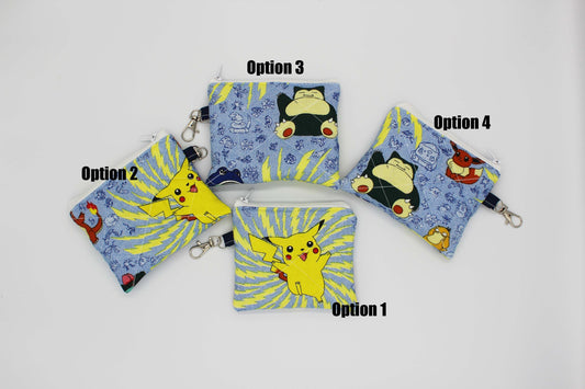 Quilted Coin Pouch/Keychain Wallet for Pokemon Fans