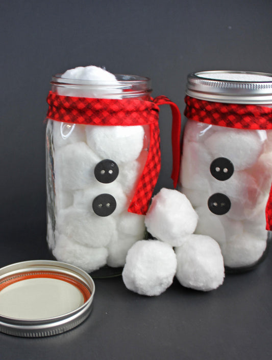 Snowball Fight in a Jar – Indoor Fun with Cotton Snowballs, Quart Glass Jar, Winter Game for All Ages