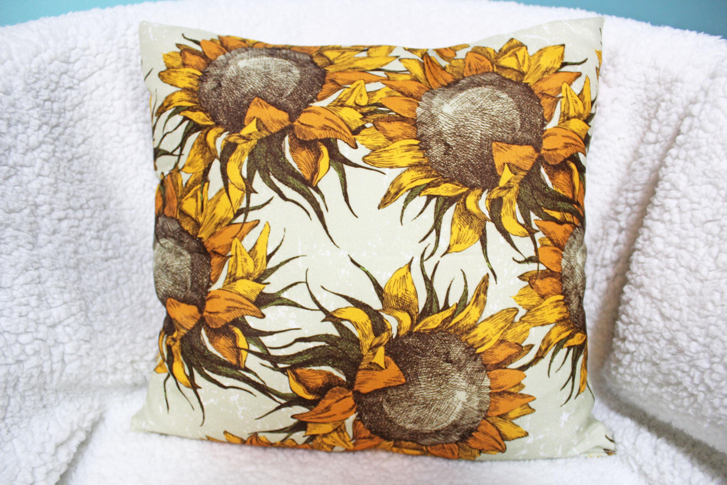 Canvas Sunflower Decorative Pillow