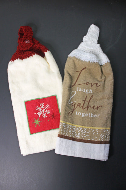 Hanging Christmas Crochet Dish Towel