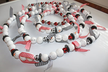 Wooden Bead Snowman Garland
