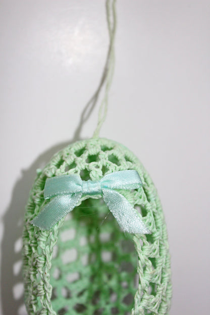 Mint Crocheted Egg Ornament