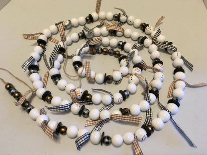 Wooden Bead Snowman Garland
