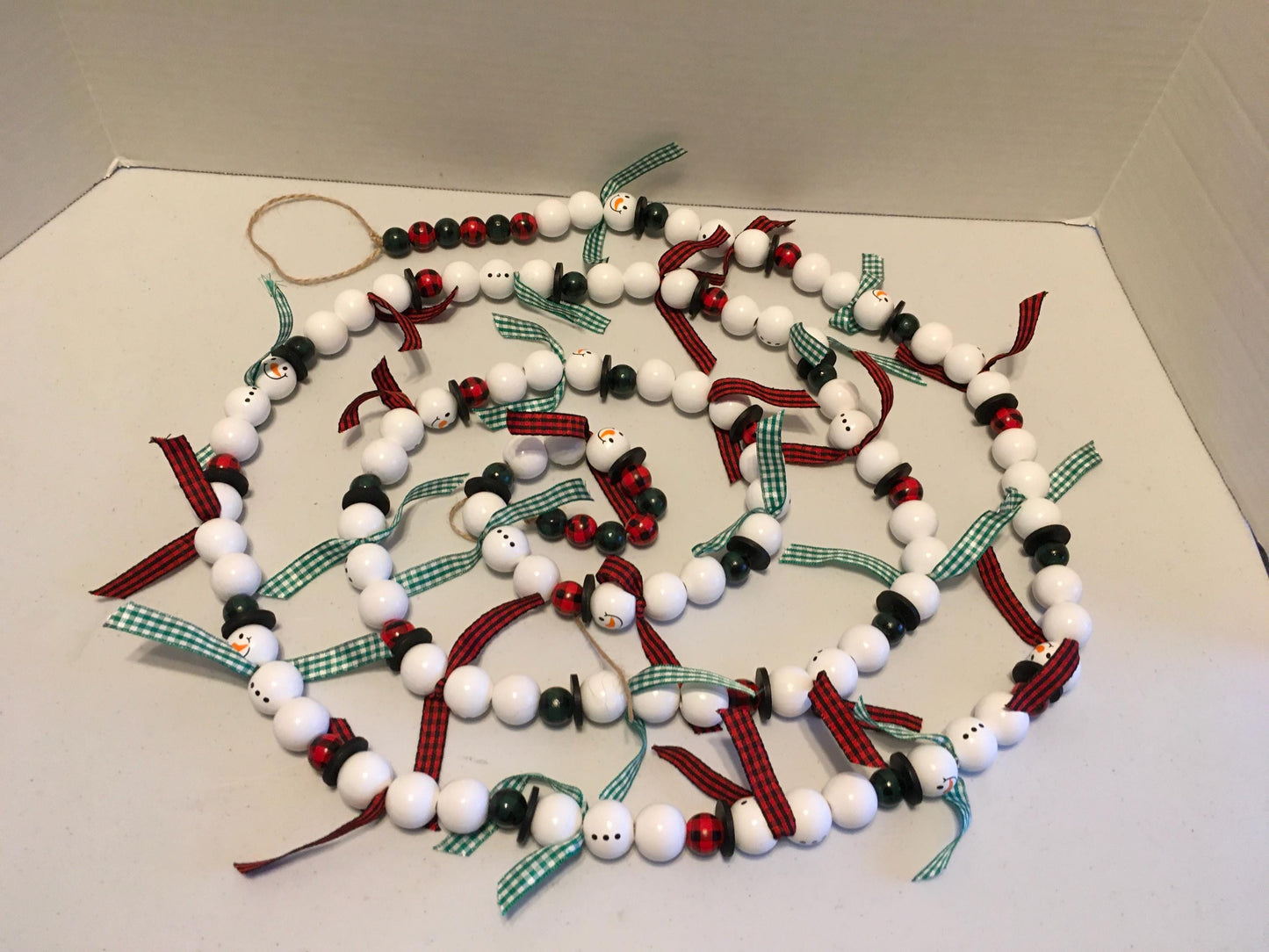 Wooden Bead Snowman Garland
