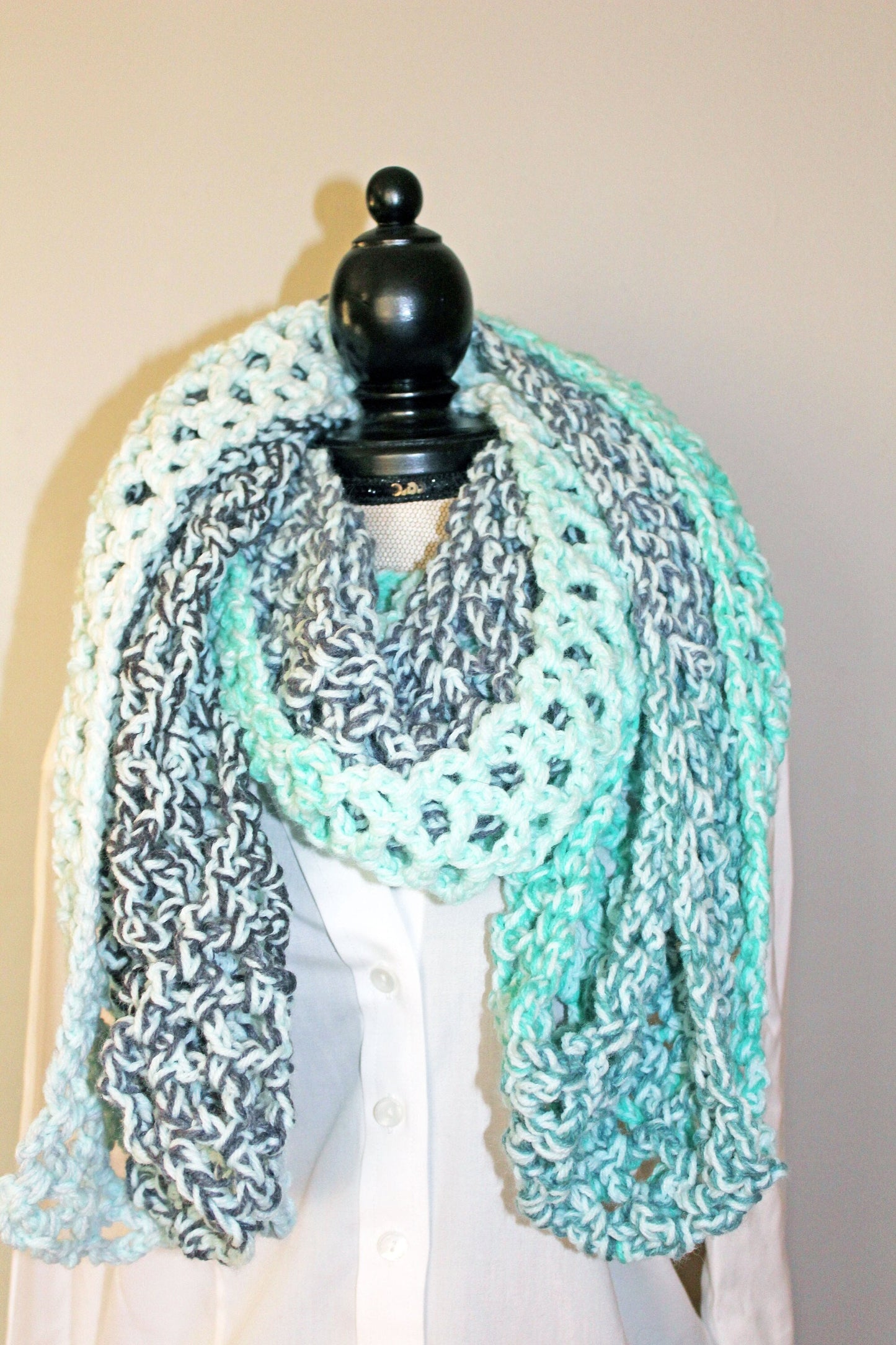 Long Soft Crocheted Scarf