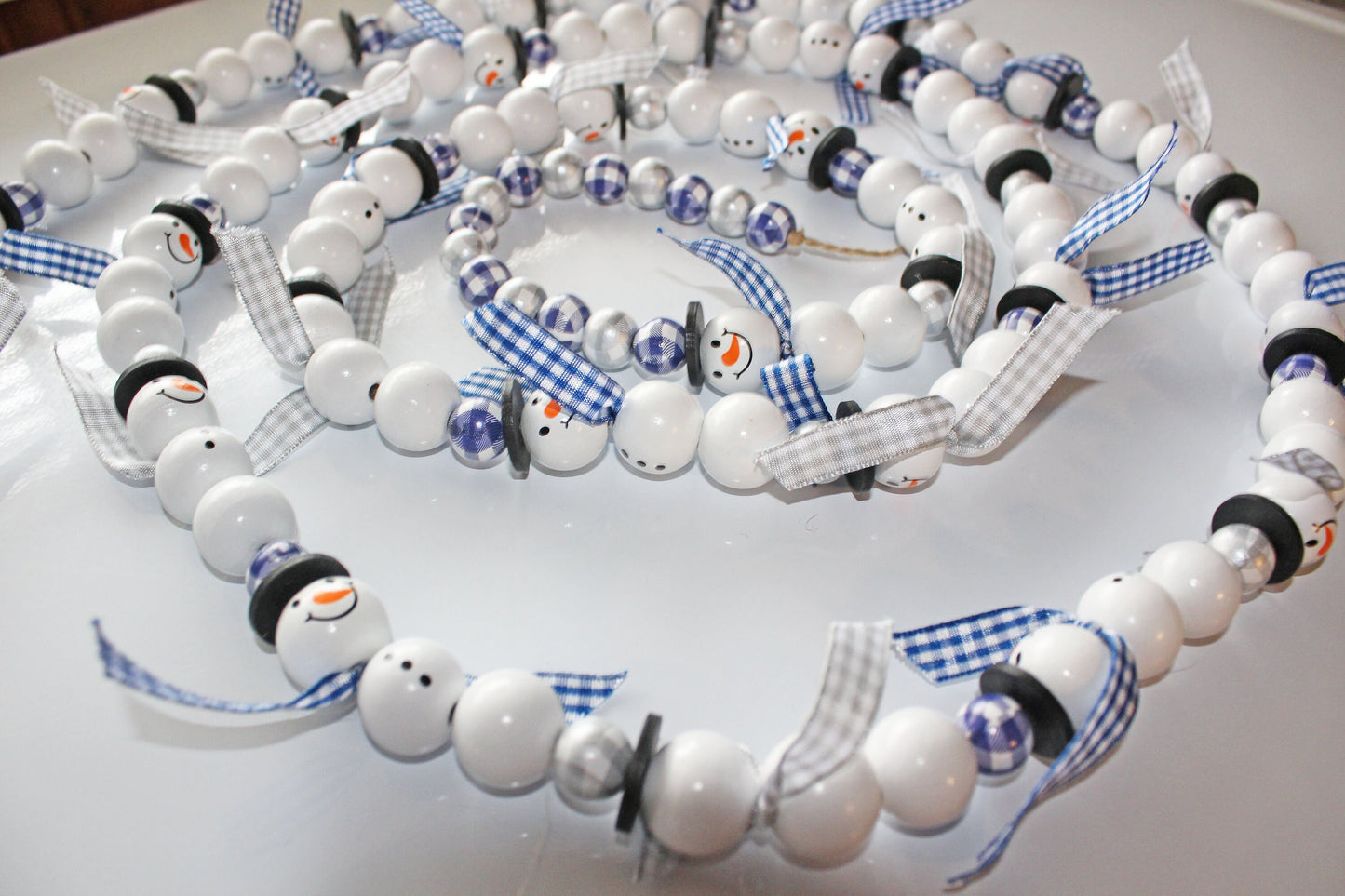 Wooden Bead Snowman Garland