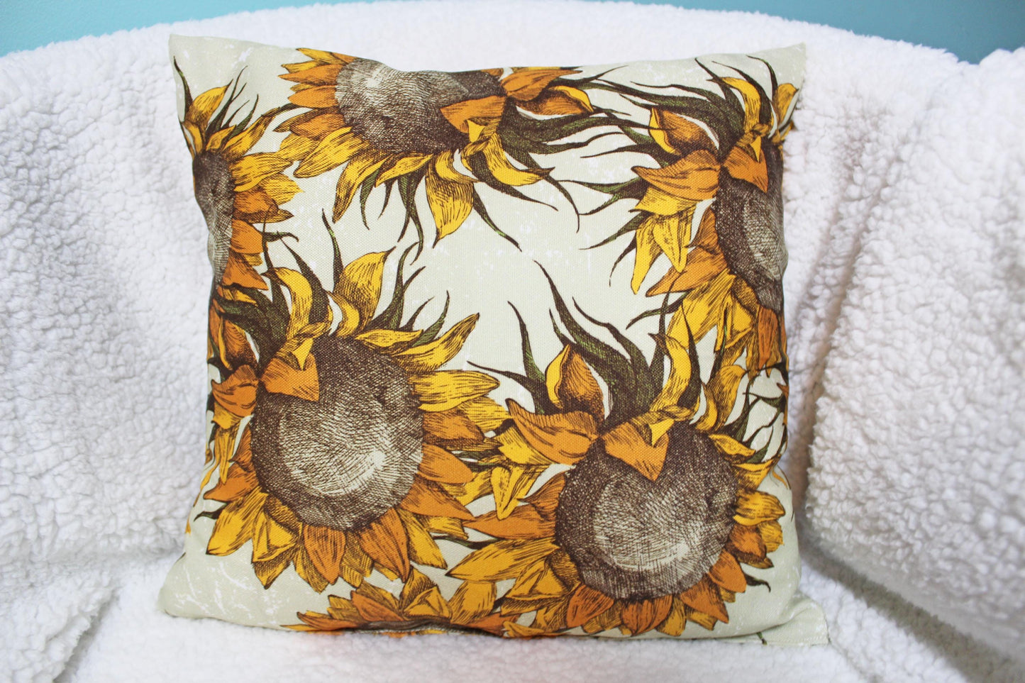 Canvas Sunflower Decorative Pillow