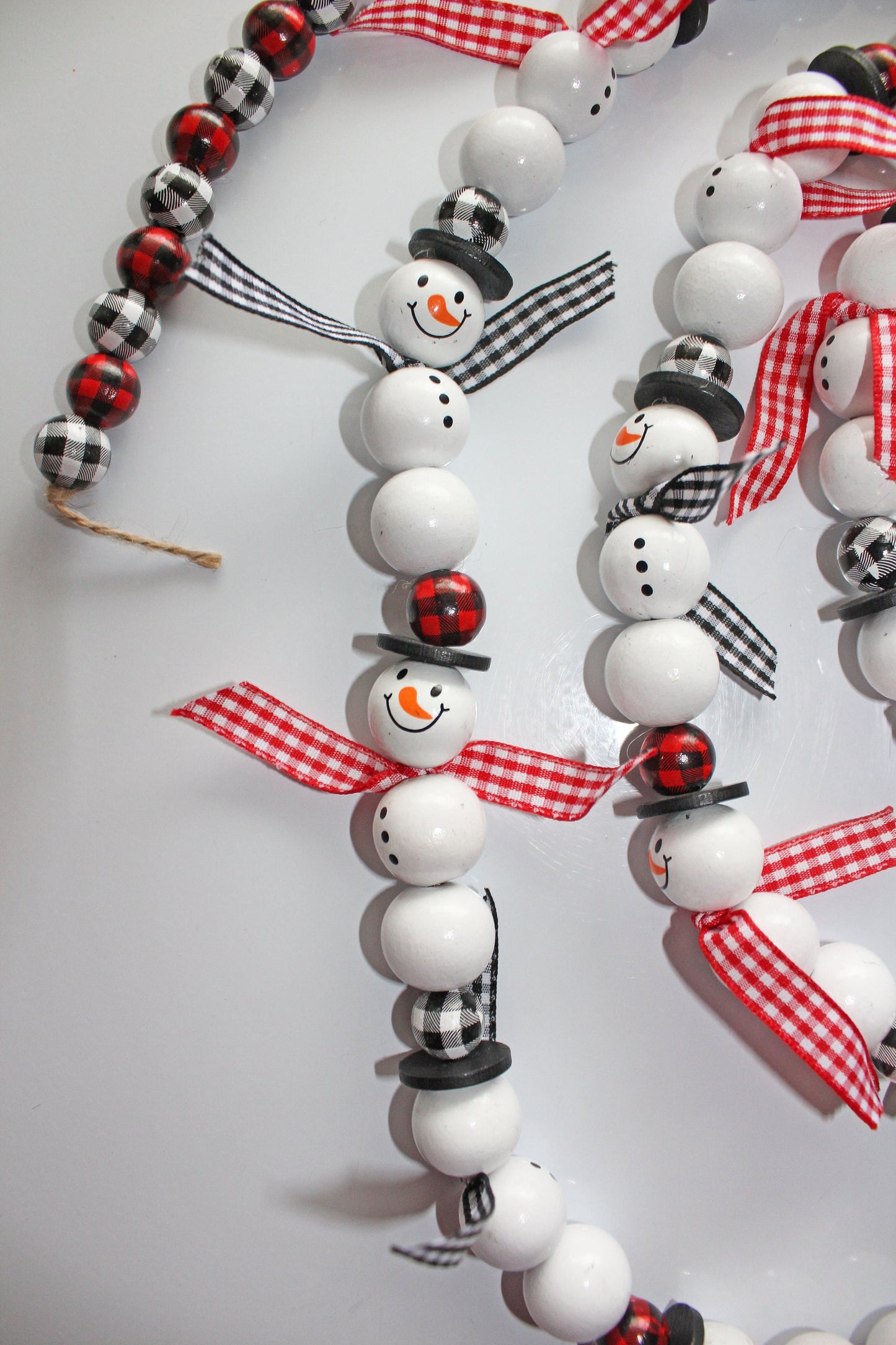 Wooden Bead Snowman Garland