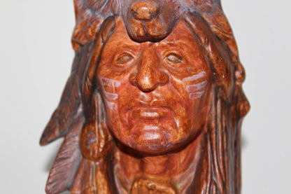 Ceramic Indian & Wolf Carving