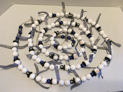 Wooden Bead Snowman Garland