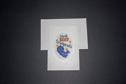 Cross stitch 'World's Best Grandparents' Card FINISHED