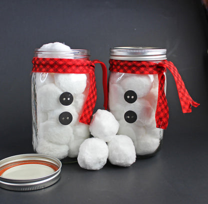 Snowball Fight in a Jar – Indoor Fun with Cotton Snowballs, Quart Glass Jar, Winter Game for All Ages