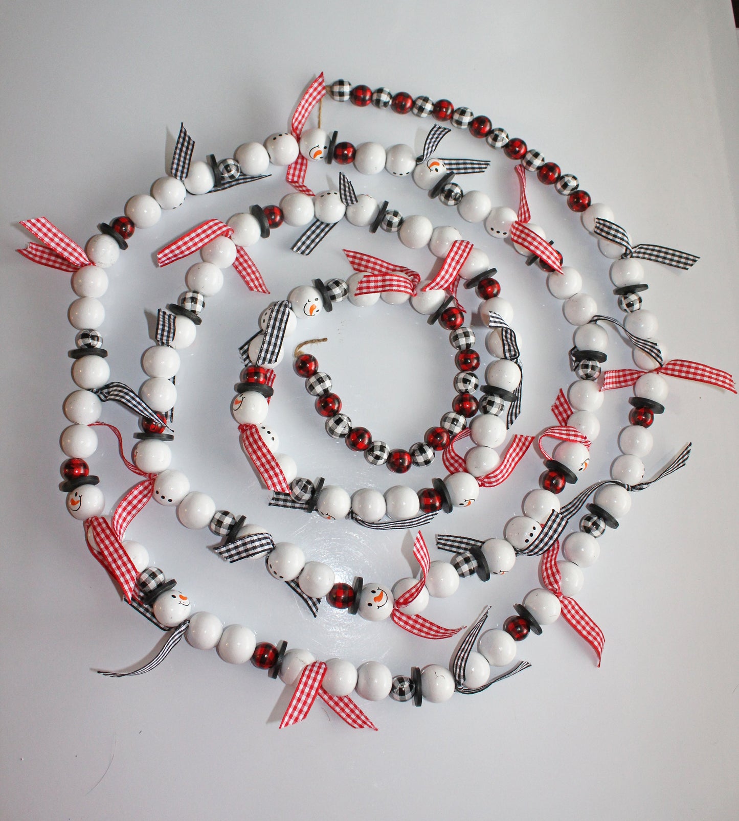 Wooden Bead Snowman Garland