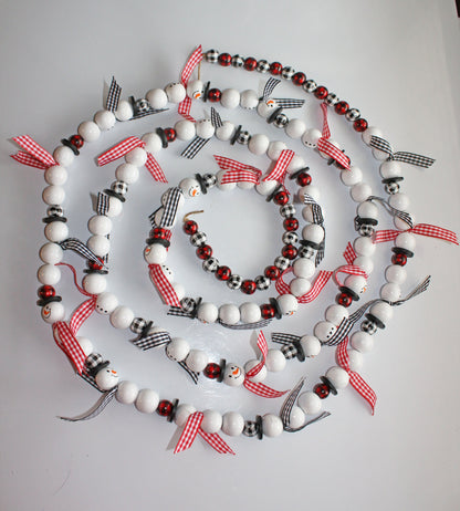 Wooden Bead Snowman Garland