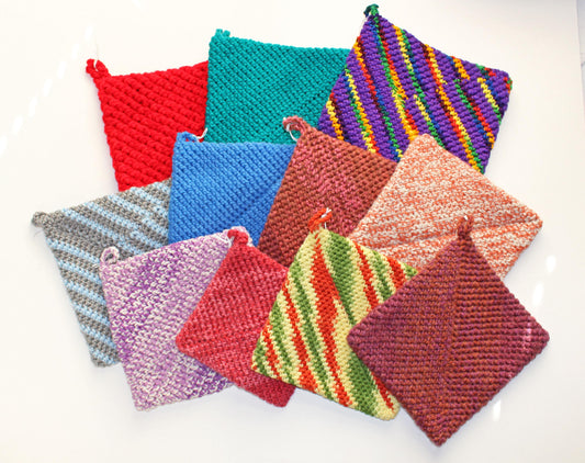 Handmade Crochet Pot Holders – Variety of Colors, Small & Regular Sizes, Thick with Loop for Hanging