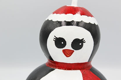 Hand Painted Penguin Gourd Decor – Cute Winter Decoration – One of a Kind Handmade Decor – Unique Artisan Gift