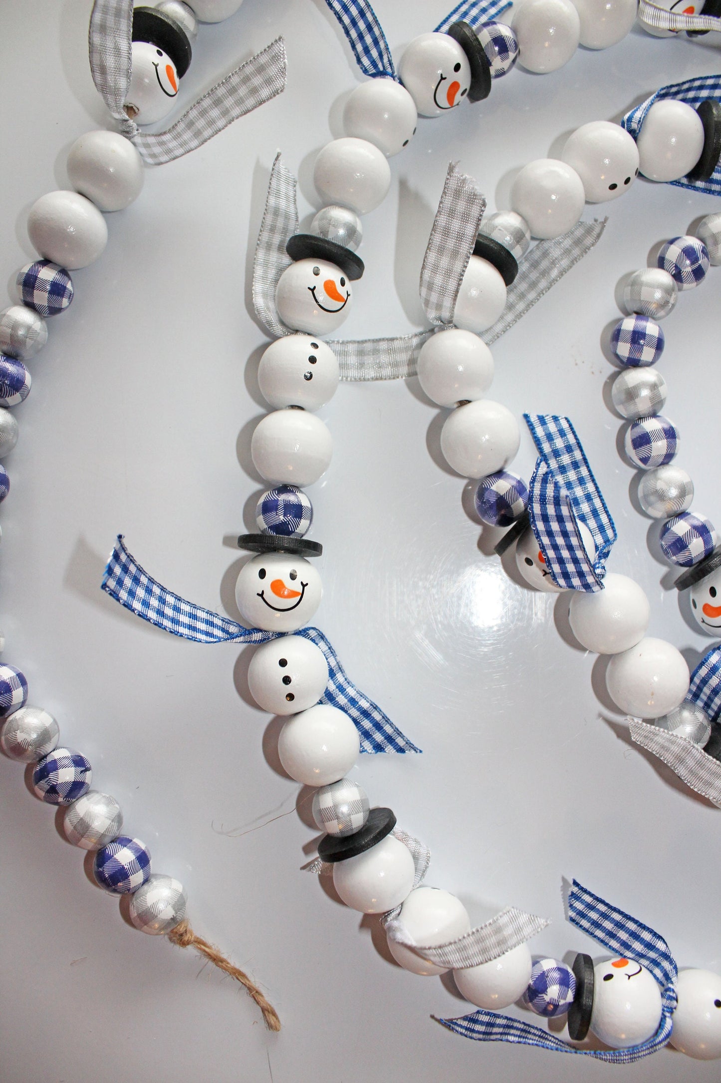 Wooden Bead Snowman Garland