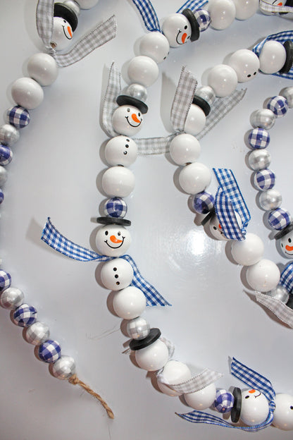 Wooden Bead Snowman Garland