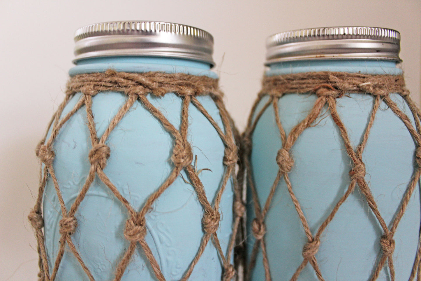 Blue Fishnet Mason Jar