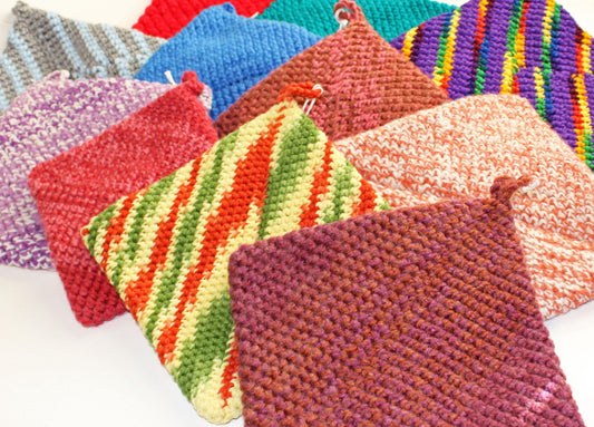 Handmade Crochet Pot Holders – Variety of Colors, Small & Regular Sizes, Thick with Loop for Hanging