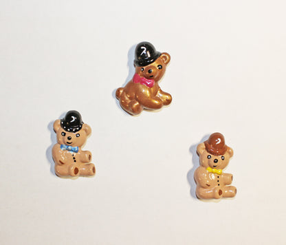 Set of 3 Cute Ceramic Bear Magnets – Handmade Animal Fridge Magnets