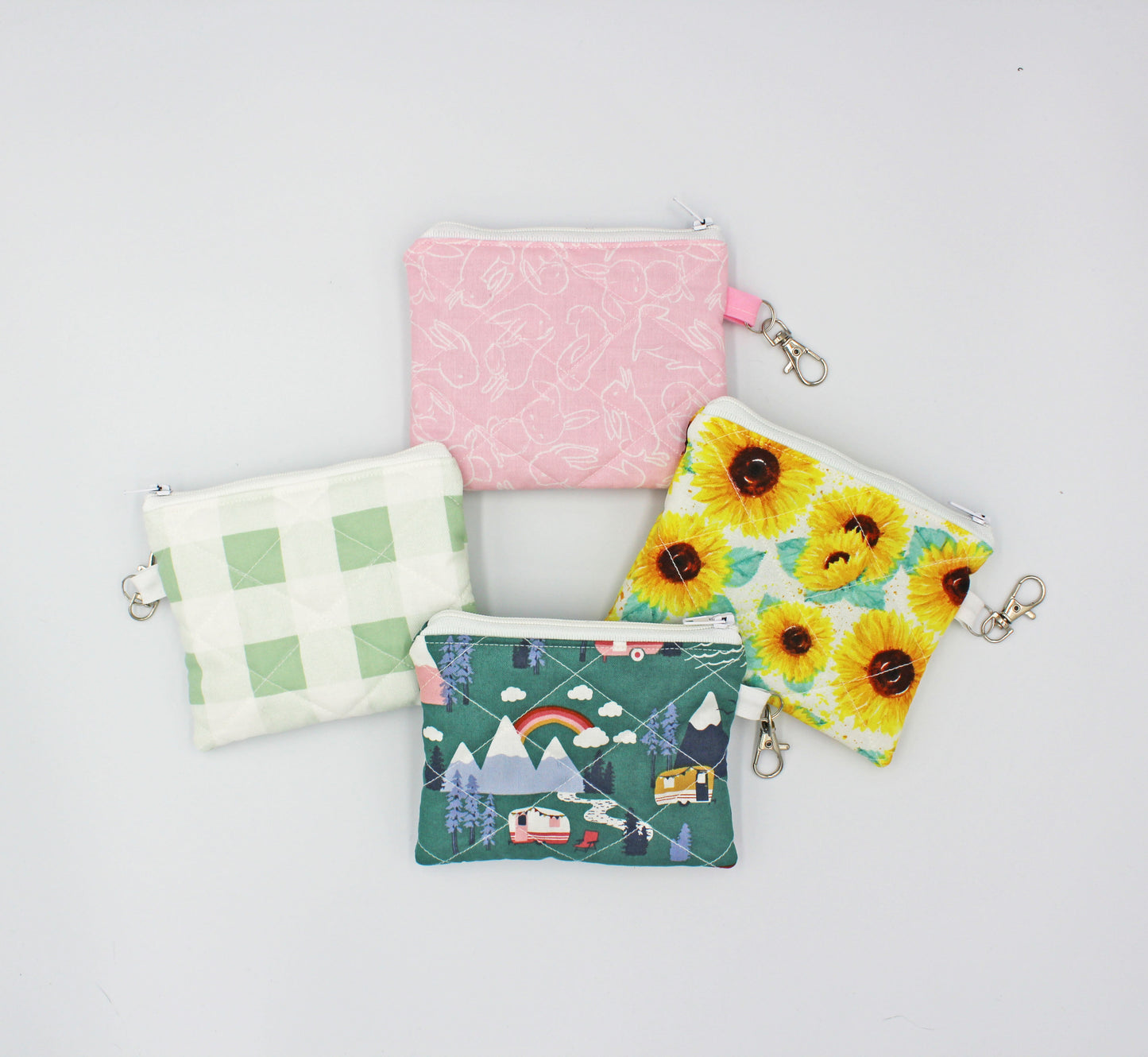 Whimsical & Cute Quilted Coin Pouch/Keychain Wallet